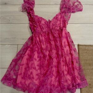 Flying Tomato Fuchsia Lace Kids Dress
